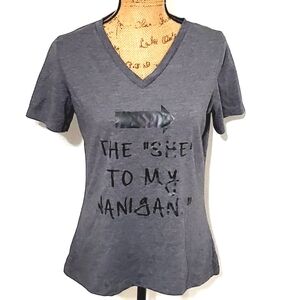 Bella Canvas short sleeve gray tee shirt ..'she-nanigans' Medium humor sarcasm
